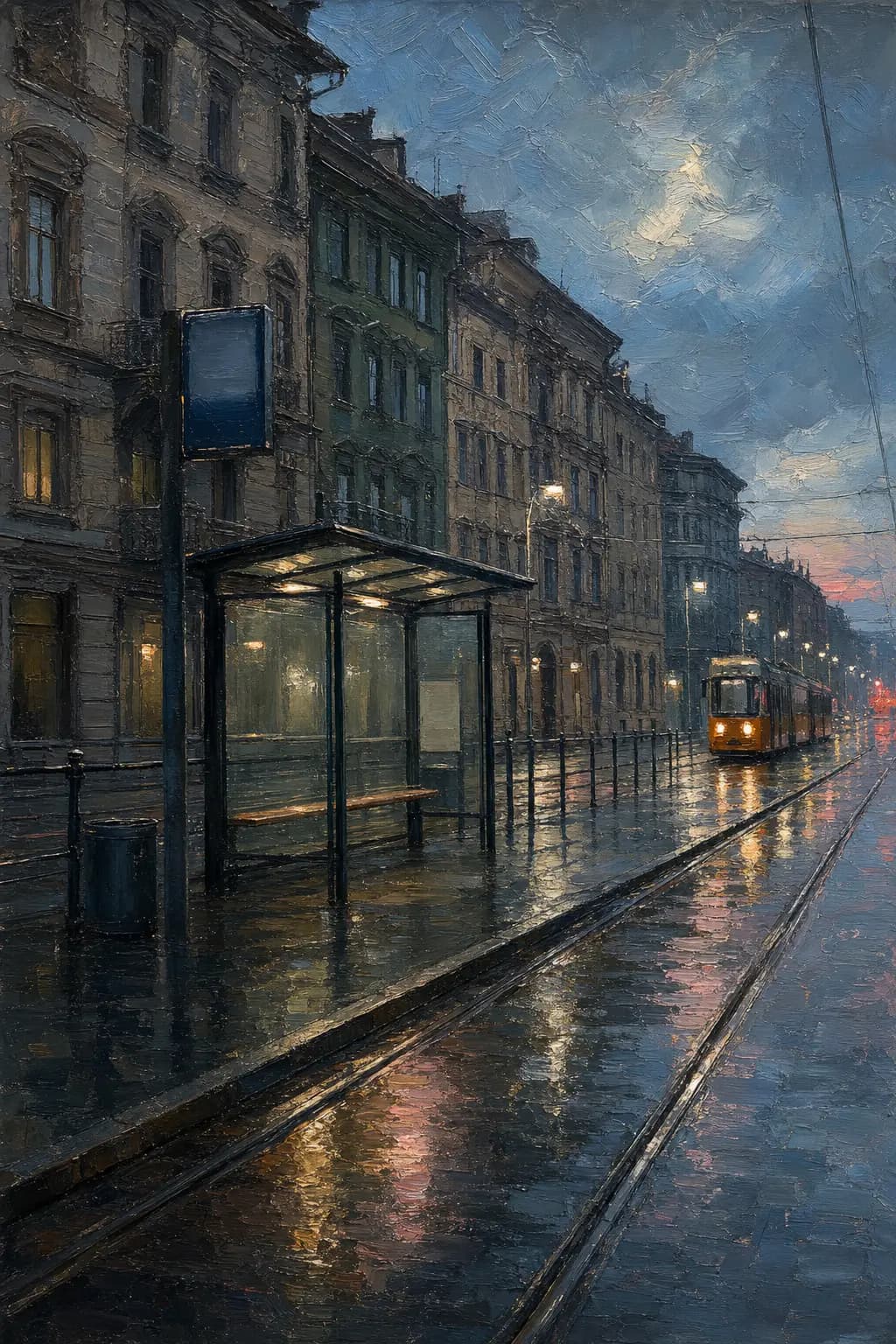 Haltestelle Bartók Béla nach dem Regen