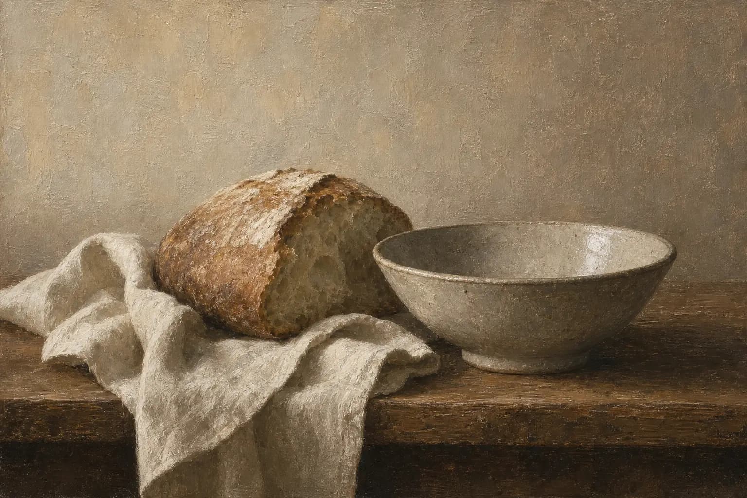 Brot und Steinzeugschale