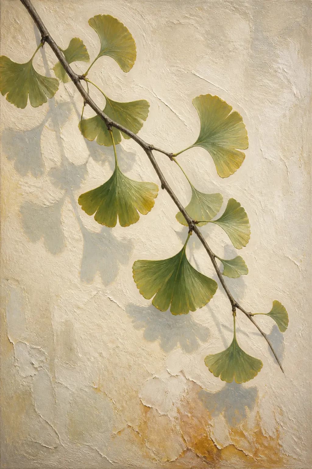 Ginkgoschatten auf Putz