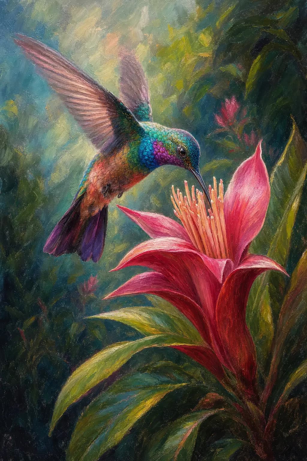 Kolibri an der Fuchsienblüte