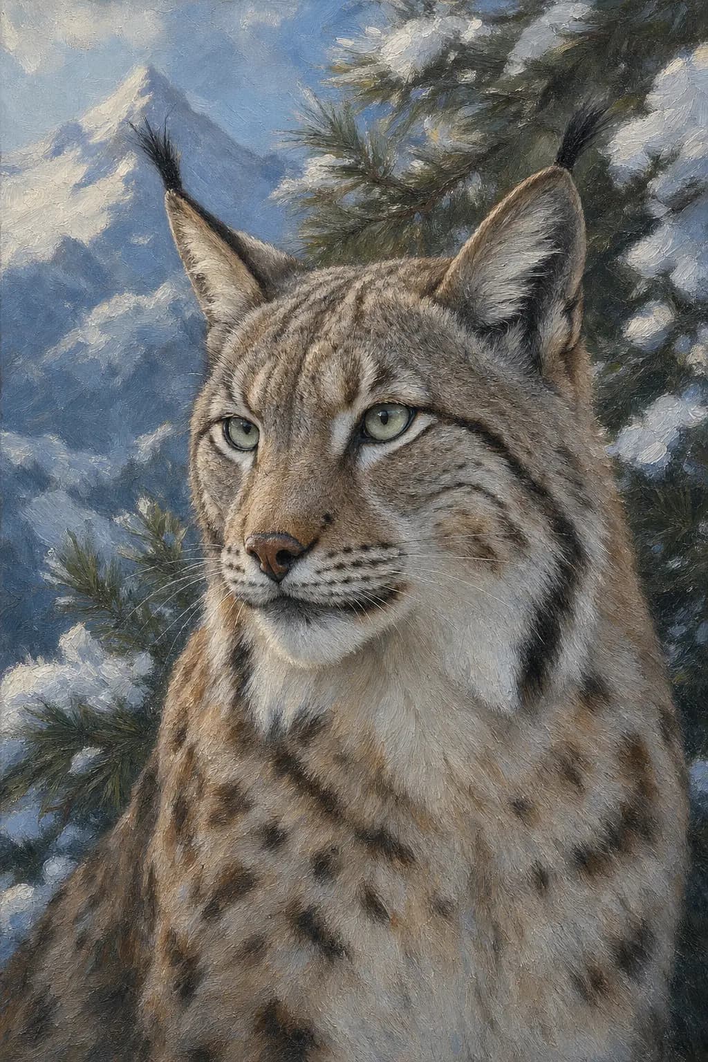 Luchs oberhalb der Schneegrenze