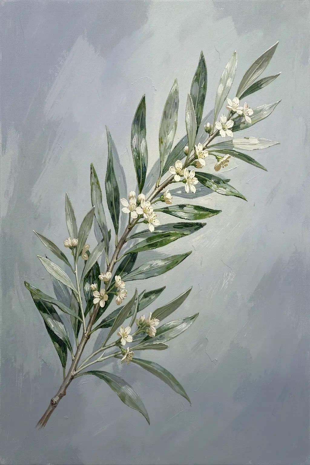 Porzellanblüte auf einem Olivenzweig