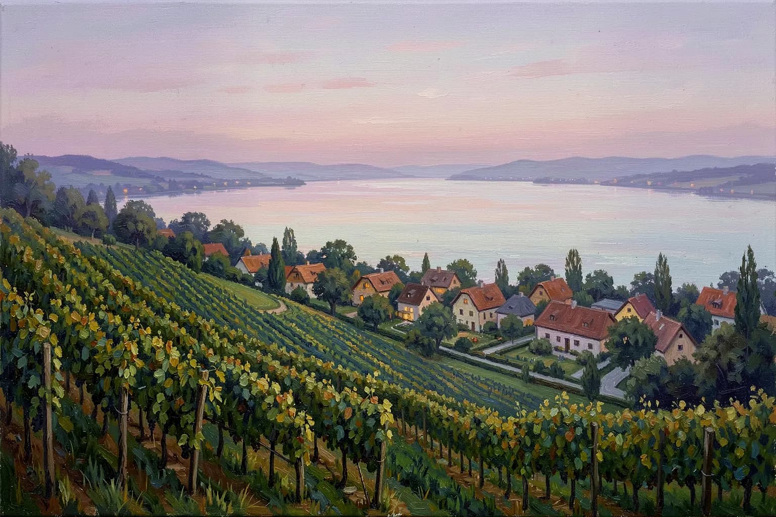 Rebzeilen oberhalb von Révfülöp