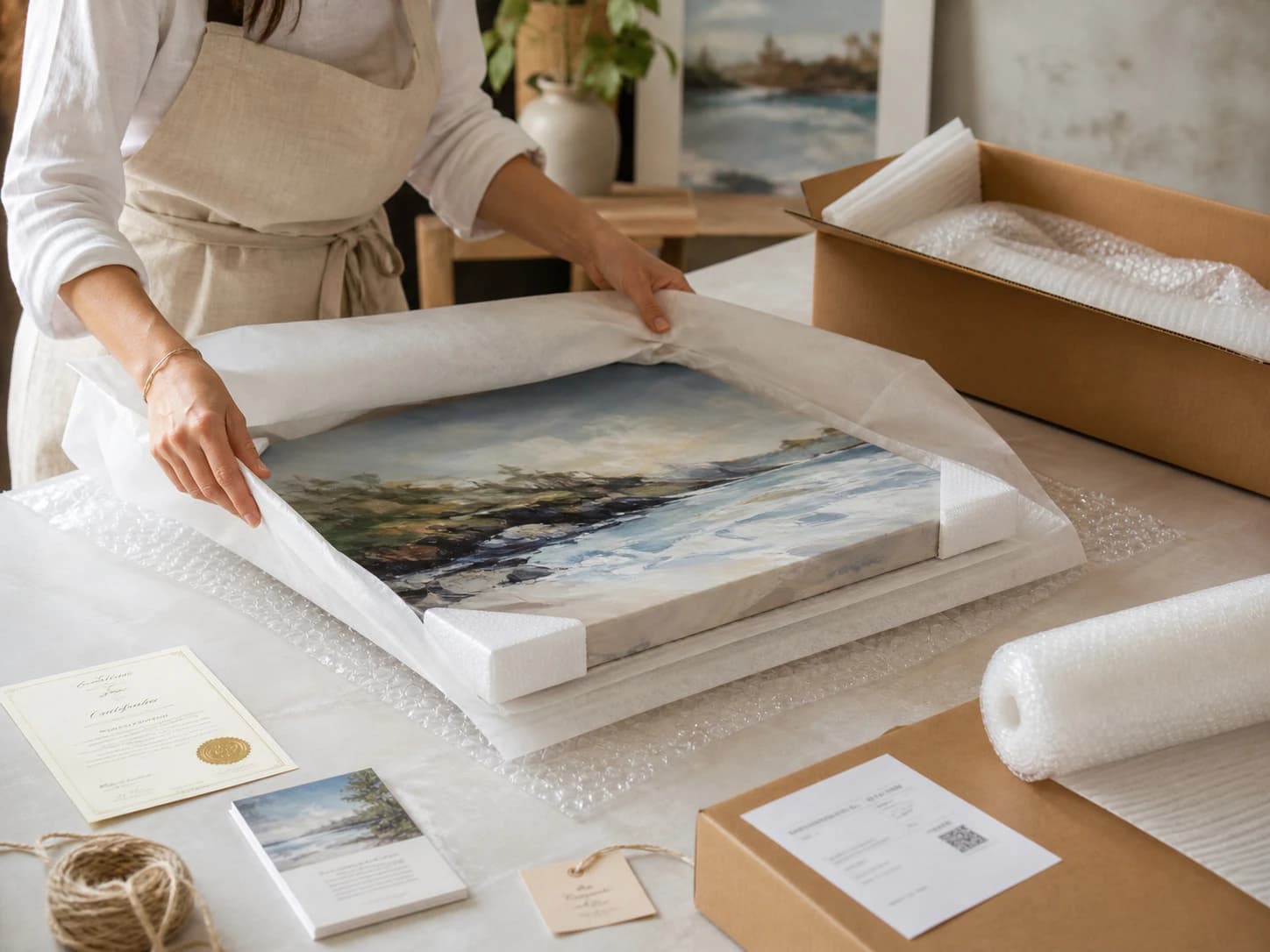 Final framed artwork prepared for delivery